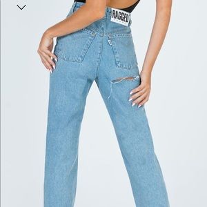 Ragged butt cut light blue jeans from princess polly